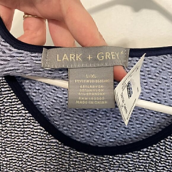 NEW NWT LARK + GREY Navy Blue White Striped Sleeveless Midi Fit Flare Tank Dress - Picture 5 of 15